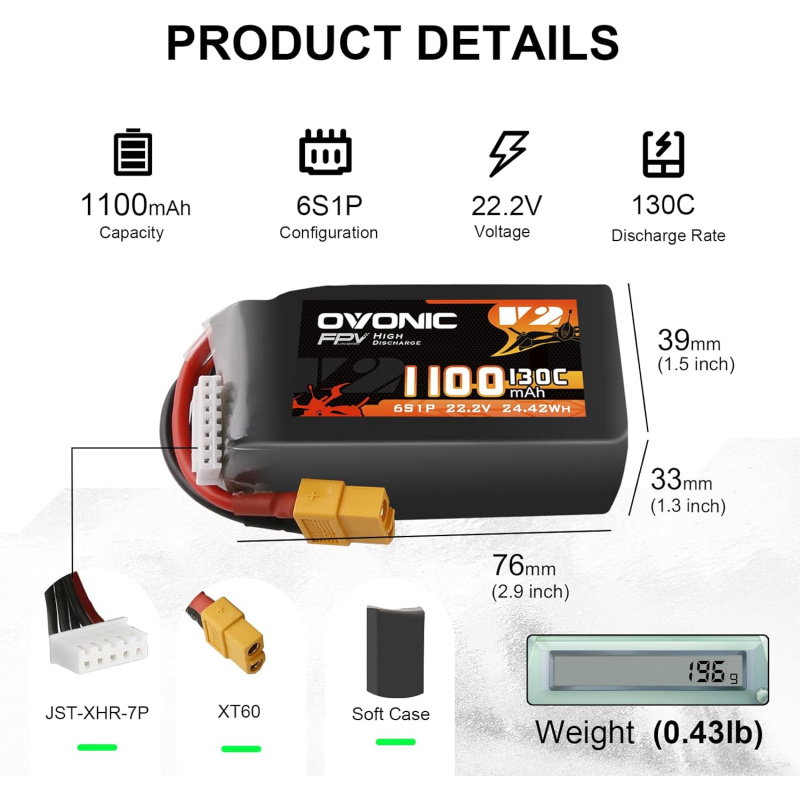 Аккумулятор OVONIC 130C 6S 110 – обзор и цена Drone Battery 6S